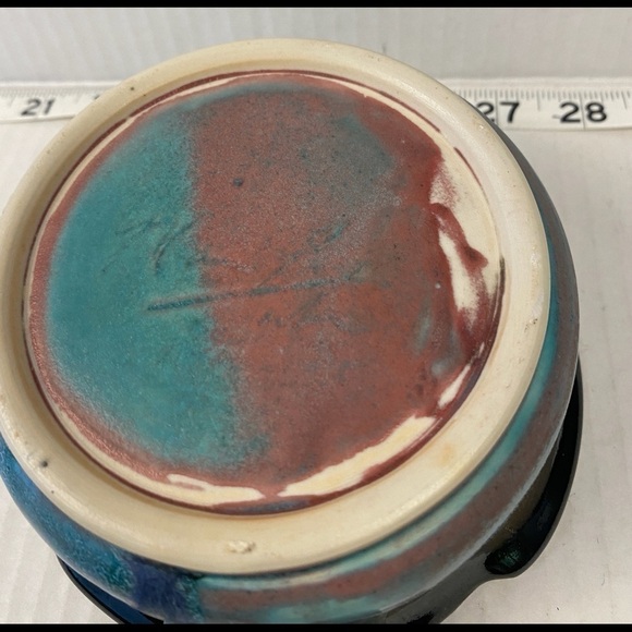 pottery bowl art serving decor ceramic artist signed - Picture 6 of 11